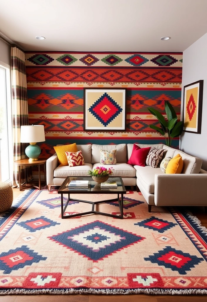 28 Stunning Southwestern Living Room Ideas That'll Make You Want to Redecorate! - 2. Bold Geometric Patterns