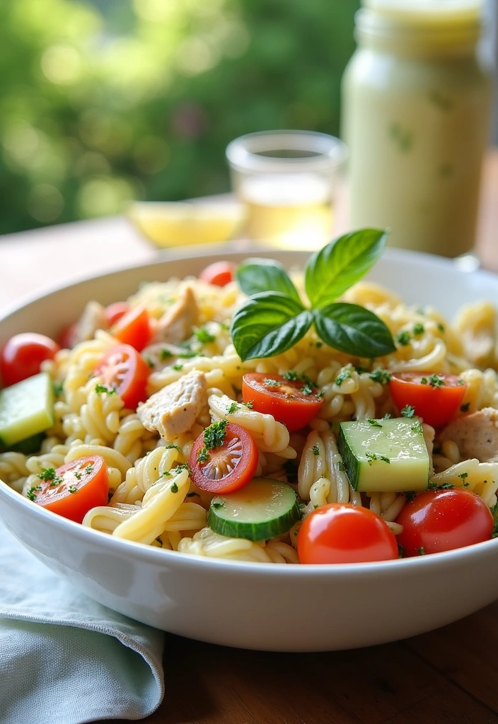 20 Mouthwatering Shredded Chicken and Pasta Recipes You Can't Resist! - 3. Lemon Herb Shredded Chicken Pasta Salad