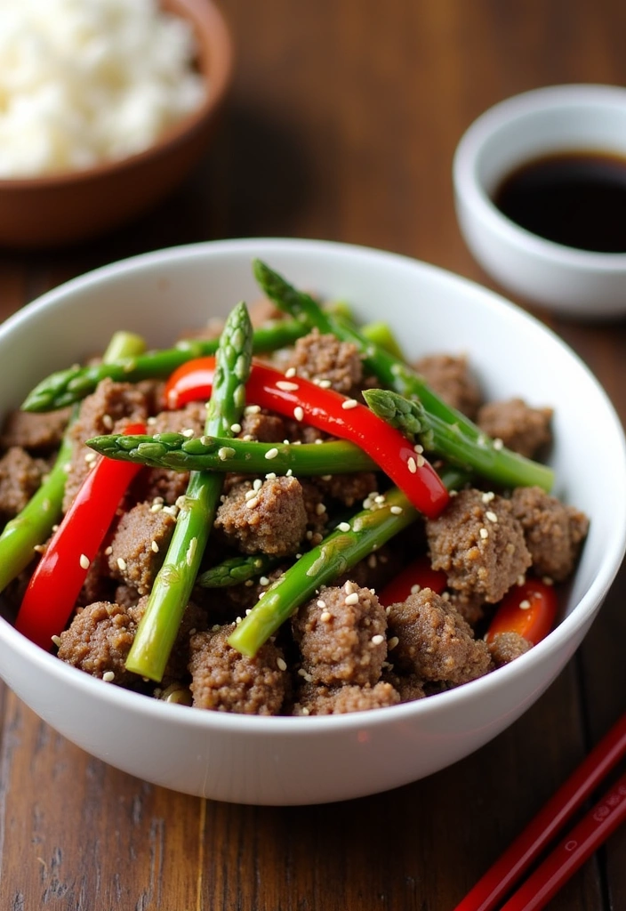 20 Spring Meals with Ground Beef That Will Make You Rethink Dinner! - 2. Ground Beef and Asparagus Stir-Fry