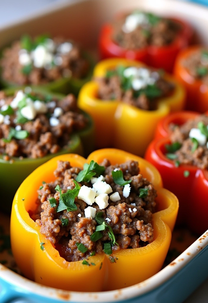 20 Spring Meals with Ground Beef That Will Make You Rethink Dinner! - 3. Beefy Spinach and Feta Stuffed Peppers