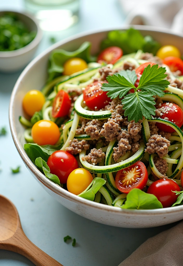 20 Spring Meals with Ground Beef That Will Make You Rethink Dinner! - 5. Beef and Zucchini Noodle Salad