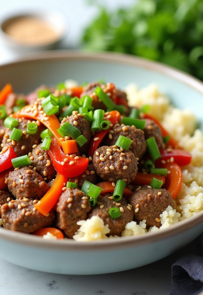 20 Spring Meals with Ground Beef That Will Make You Rethink Dinner! - 7. Ground Beef and Cauliflower Rice Stir-Fry