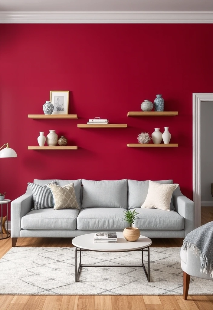 24 Burgundy Living Room Inspirations That Will Spark Your Creativity! - 1. Bold Burgundy Accent Walls