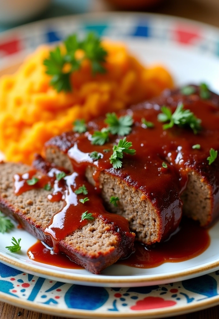 21 One Pot Ninja Foodi Meatloaf and Potatoes Recipes You Need to Try Tonight! - BBQ Ninja Foodi Meatloaf with Sweet Potato Mash