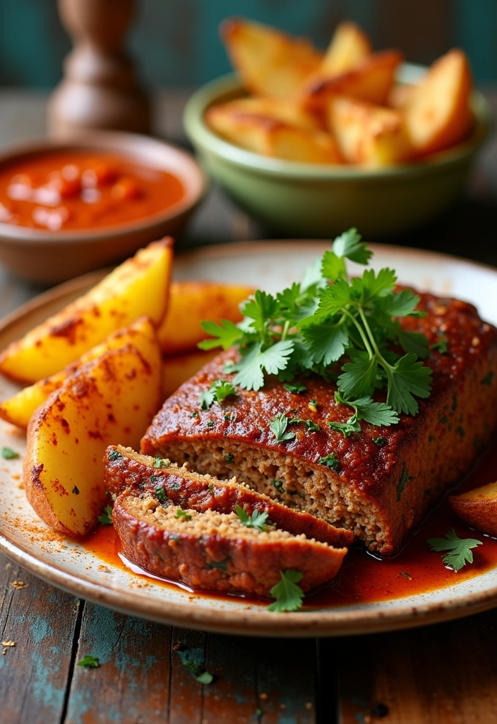 21 One Pot Ninja Foodi Meatloaf and Potatoes Recipes You Need to Try Tonight! - Southwestern Ninja Foodi Meatloaf with Spicy Potato Wedges