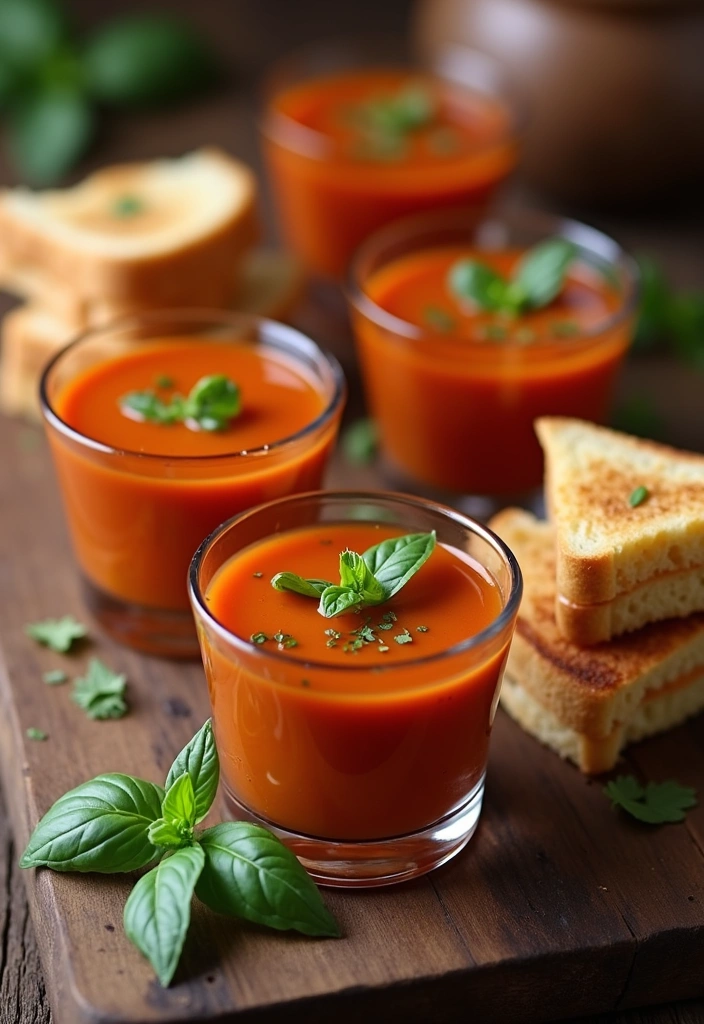 21 Wedding Reception Food Ideas That Will Leave Your Guests Raving! - 4. Gourmet Grilled Cheese & Tomato Soup Shots