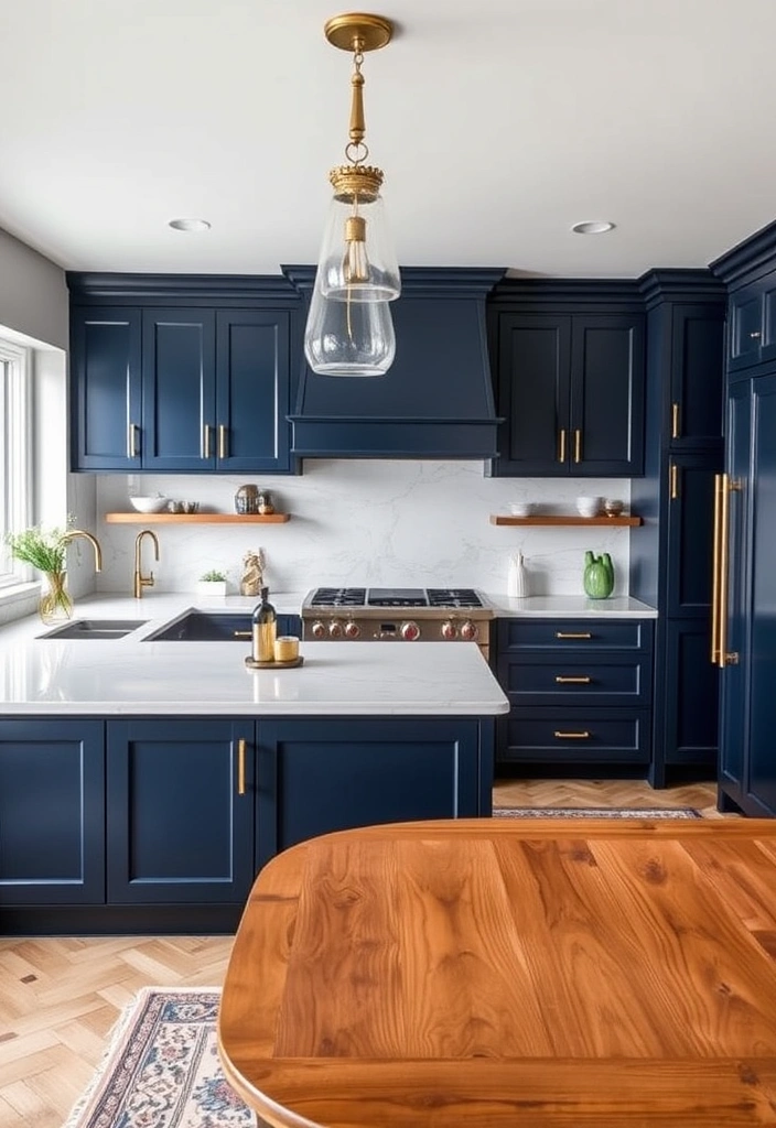 25 Painted Kitchen Cabinet Color Ideas That Will Transform Your Space! - 2. Bold Navy Blue Elegance