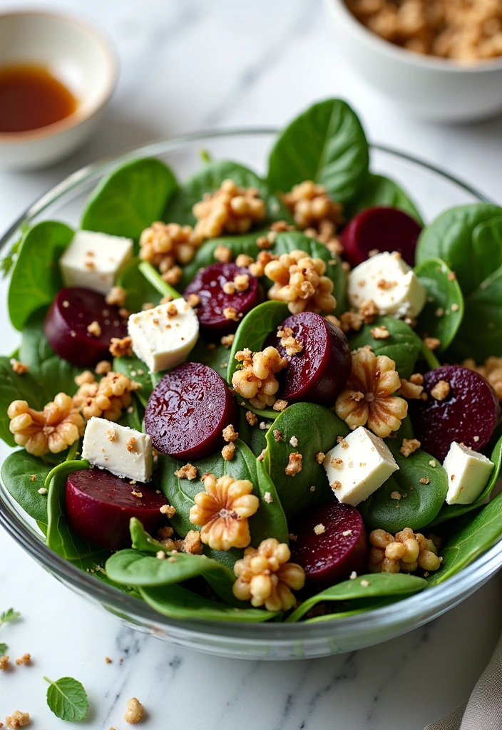 22 Spinach Salad Recipes with Delicious Dressings That Will Make You Crave More! - 10. Spinach Salad with Beets and Goat Cheese