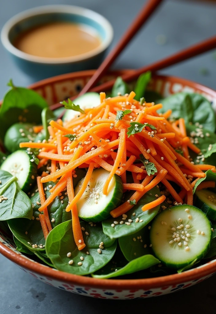 22 Spinach Salad Recipes with Delicious Dressings That Will Make You Crave More! - 14. Spinach Salad with Asian Sesame Dressing