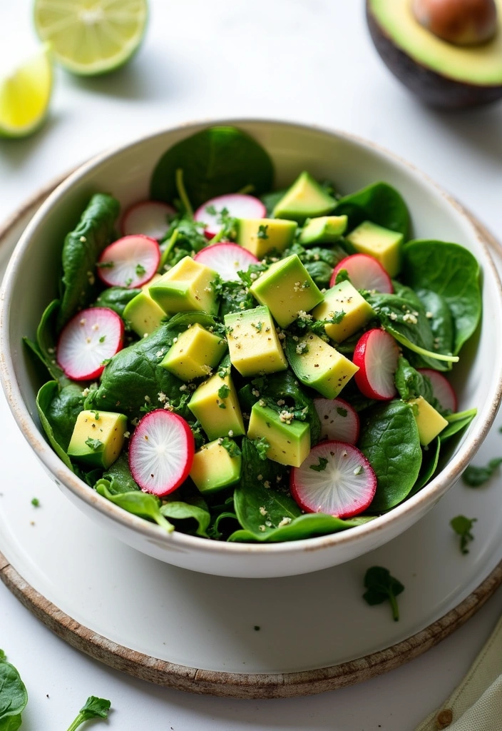 22 Spinach Salad Recipes with Delicious Dressings That Will Make You Crave More! - 4. Spinach Salad with Avocado and Lime Dressing