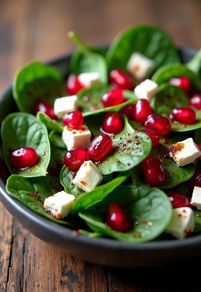 22 Spinach Salad Recipes with Delicious Dressings That Will Make You Crave More! - 8. Spinach Salad with Pomegranate and Feta