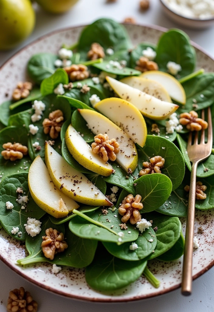 22 Spinach Salad Recipes with Delicious Dressings That Will Make You Crave More! - 9. Spinach Salad with Pears and Blue Cheese