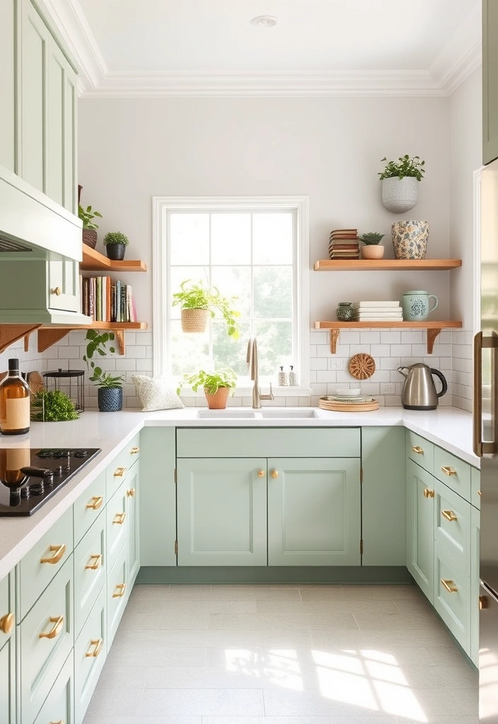 25 Painted Kitchen Cabinet Color Ideas That Will Transform Your Space! - 1. Soft Sage Green Serenity