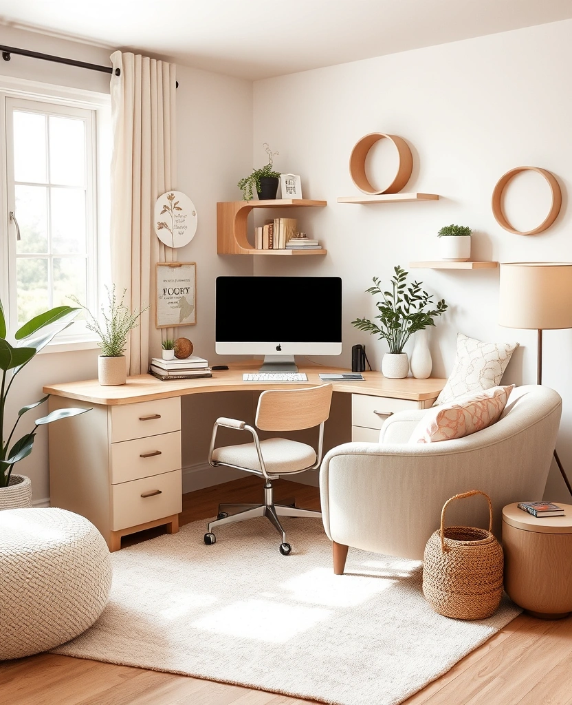 22 Home Office Ideas for Women That Will Transform Your Workday! - 29. Soft Curves