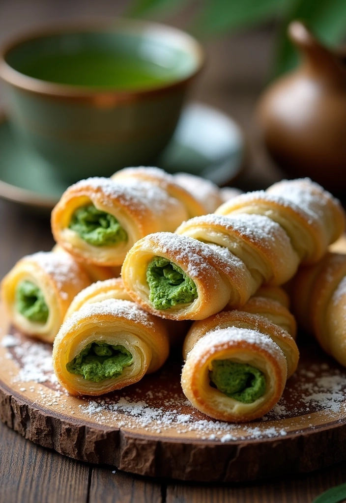 23 Mind-Blowing Puff Pastry Desserts You Can Make in Minutes! - 15. Matcha Puff Pastry Twists