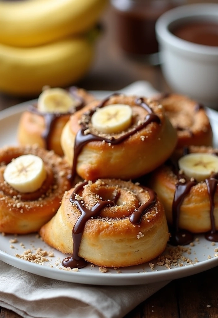 23 Mind-Blowing Puff Pastry Desserts You Can Make in Minutes! - 21. Peanut Butter Banana Puff Pastry Rolls