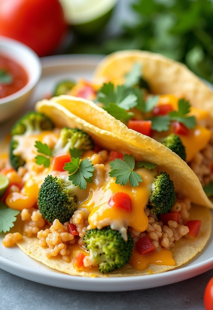 23 Ninja Foodi Cheesy Broccoli Chicken and Rice Recipes That Will Blow Your Mind! - 15. Cheesy Broccoli Chicken and Rice Tacos