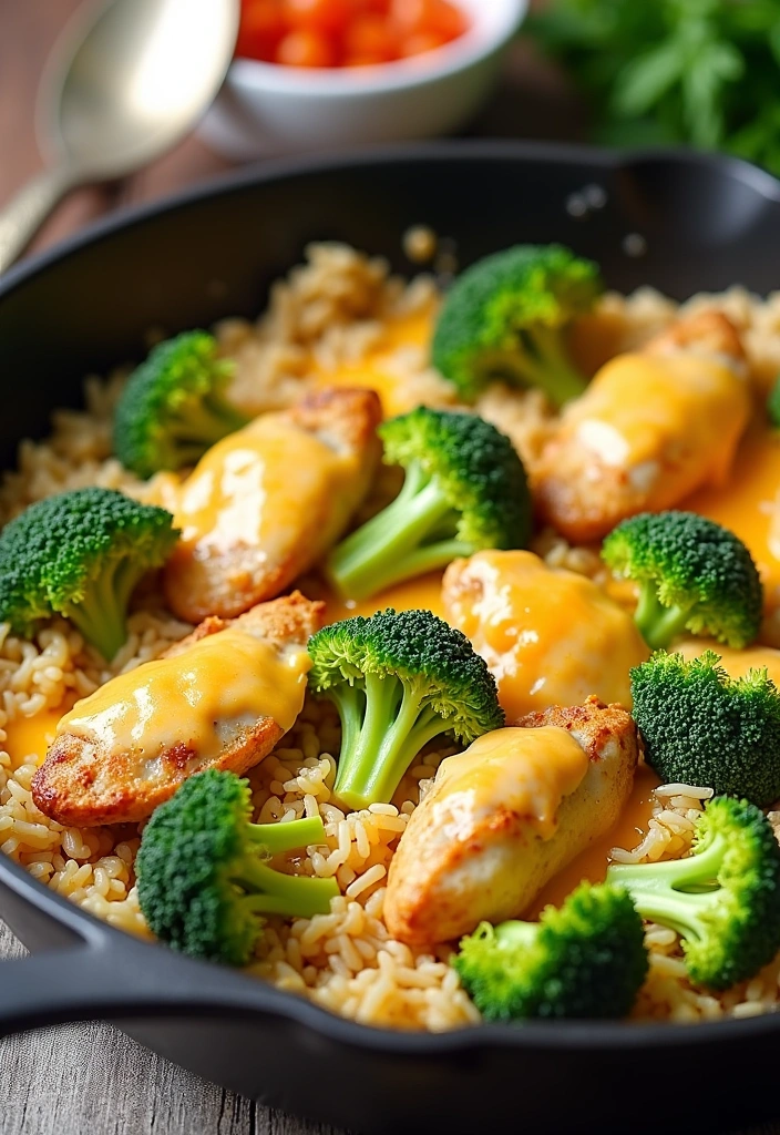 23 Ninja Foodi Cheesy Broccoli Chicken and Rice Recipes That Will Blow Your Mind! - 4. Cheesy Broccoli Chicken and Rice Skillet