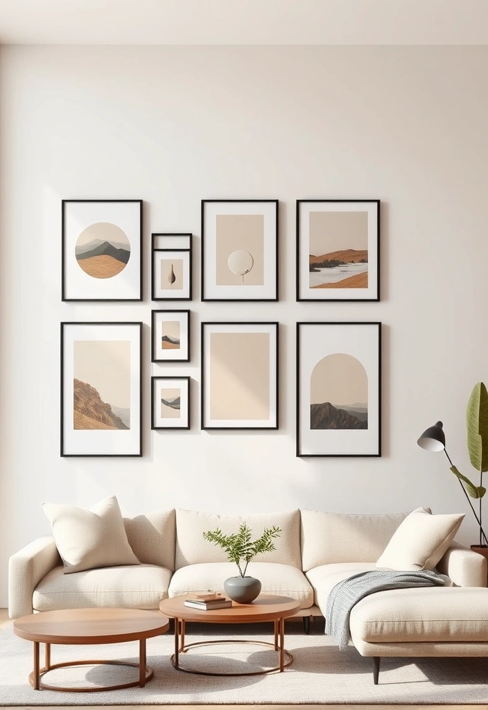 23 Earthy Modern Living Room Ideas That'll Make You Feel Right at Home! - 8. Minimalist Wall Art