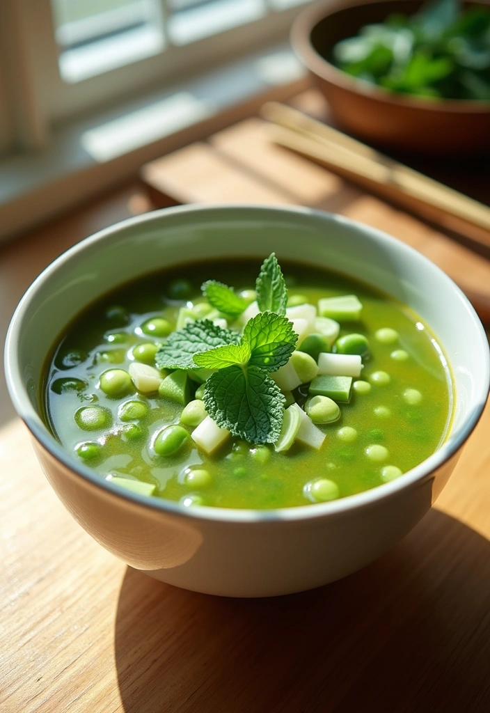 24 Easy Japanese Miso Soup Recipes That Will Warm Your Heart! - 9. Miso Soup with Peas and Mint