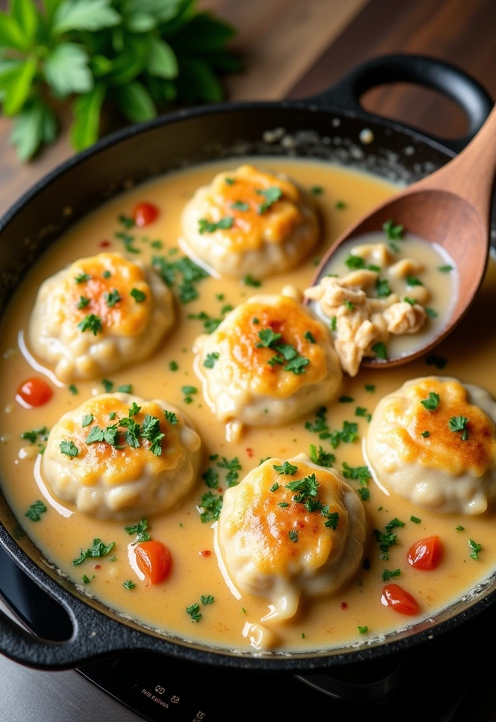 24 Homemade Chicken and Dumpling Ideas That'll Warm Your Soul! - 10. Skillet Chicken and Dumplings