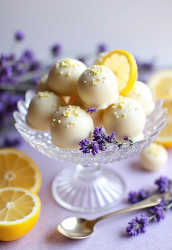 25 Easy White Chocolate Lemon Truffles That Will Make You the Dessert Hero! - Lavender Lemon White Chocolate Truffles