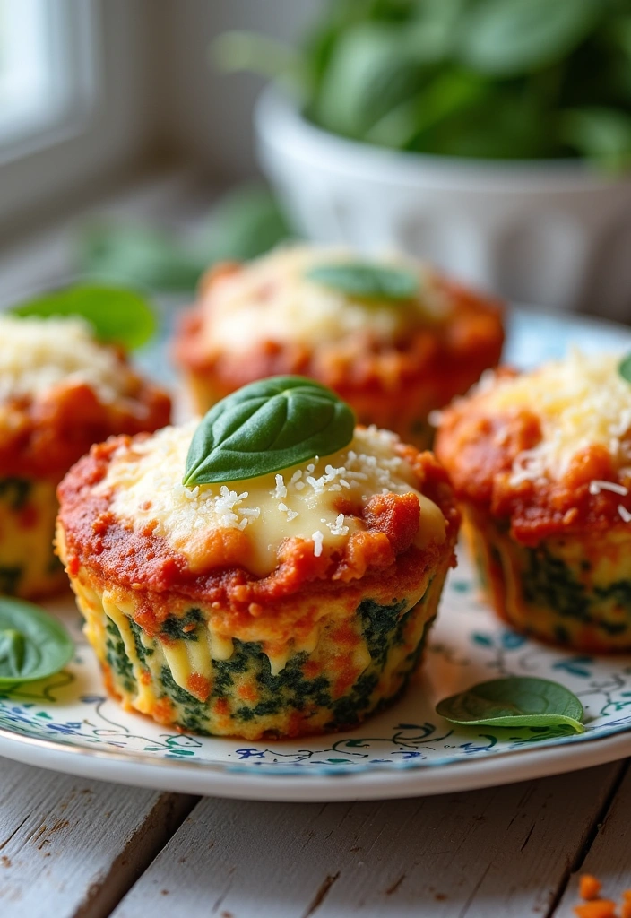 25 Lasagna Cupcakes Recipes That Will Blow Your Mind (You Won't Believe #12!) - 5. Cheesy Spinach Lasagna Cupcakes