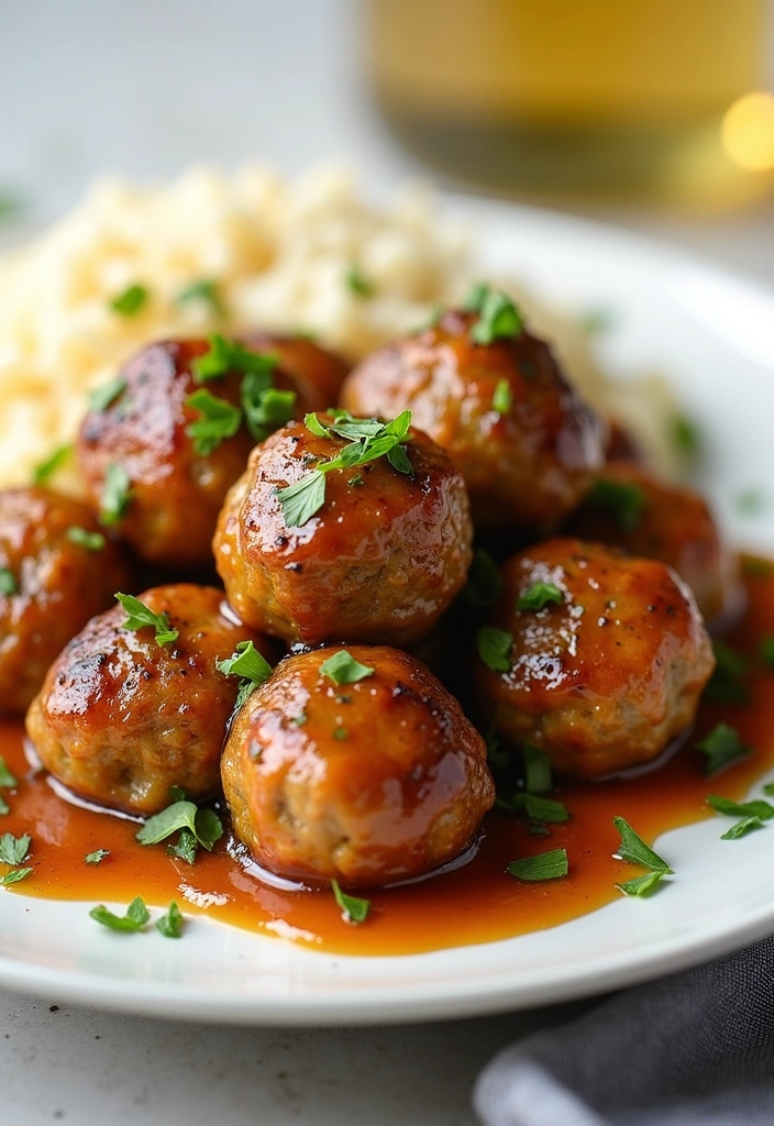 25 Meatball Dinner Recipes That Will Make Tonight's Dinner a Breeze! - 14. Baked Meatballs with Honey Mustard Glaze