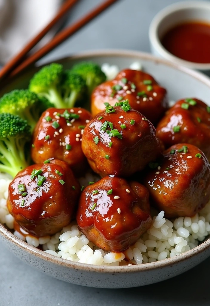 25 Meatball Dinner Recipes That Will Make Tonight's Dinner a Breeze! - 6. Teriyaki Meatballs with Rice