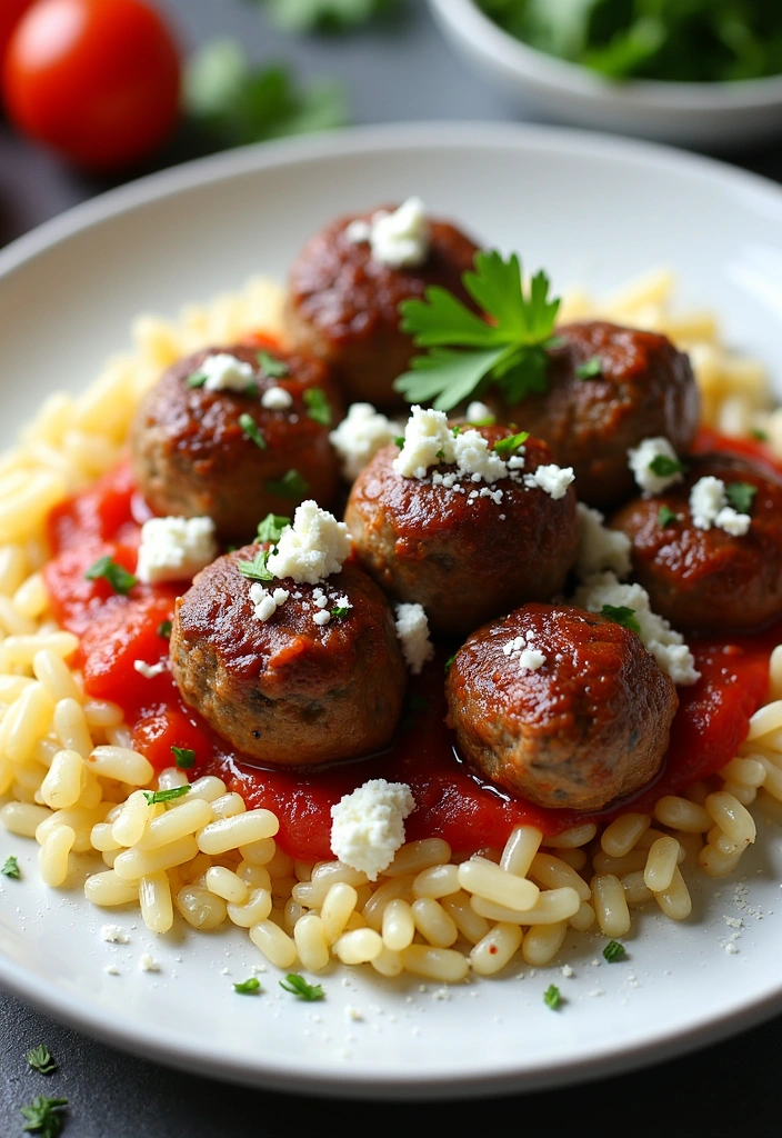 25 Meatball Dinner Recipes That Will Make Tonight's Dinner a Breeze! - 8. Greek Meatballs with Lemon Orzo