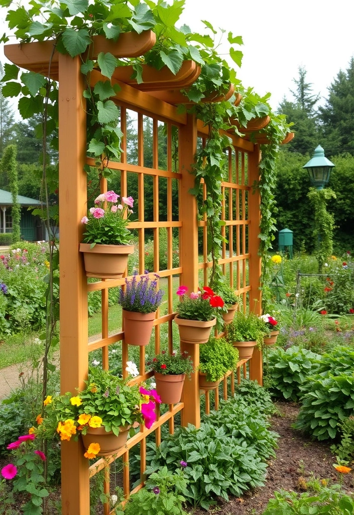 20 Grape Vine Trellis Ideas That Will Make Your Garden Stand Out! - 15. Trellis with Integrated Planters