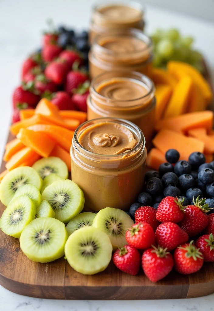 26 Kid Friendly Charcuterie Board Ideas That Will Make Snack Time Epic! - 8. Nut Butter and Fruit Board