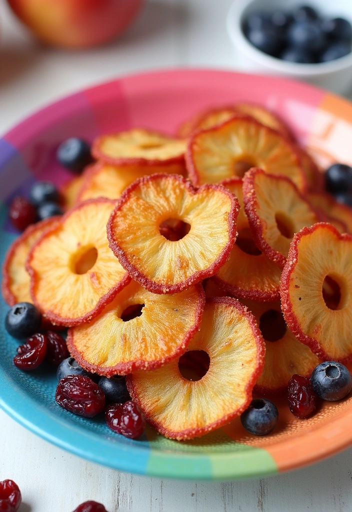 26 Quick and Easy Oven Baked Apple Chips That Are Healthier Than Potato Chips! - 10. Berry-Infused Apple Chips