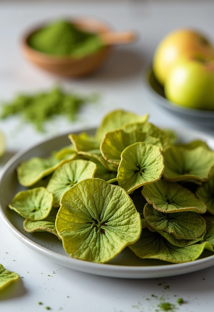 26 Quick and Easy Oven Baked Apple Chips That Are Healthier Than Potato Chips! - 18. Matcha Green Tea Apple Chips