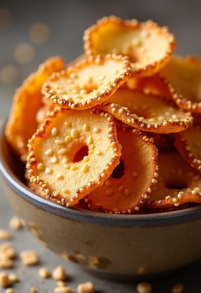 26 Quick and Easy Oven Baked Apple Chips That Are Healthier Than Potato Chips! - 23. Sesame Honey Apple Chips