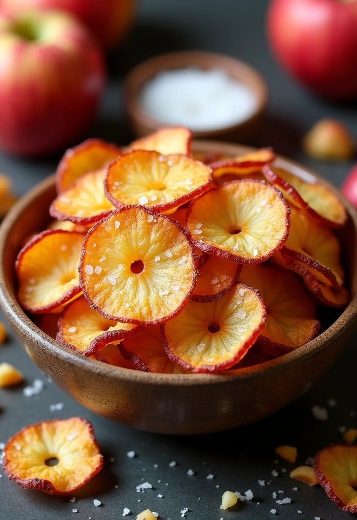 26 Quick and Easy Oven Baked Apple Chips That Are Healthier Than Potato Chips! - 3. Sweet & Salty Apple Chips