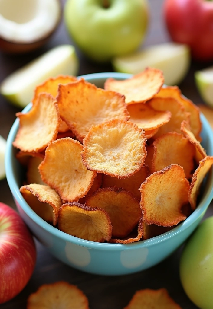 26 Quick and Easy Oven Baked Apple Chips That Are Healthier Than Potato Chips! - 8. Tropical Coconut Apple Chips