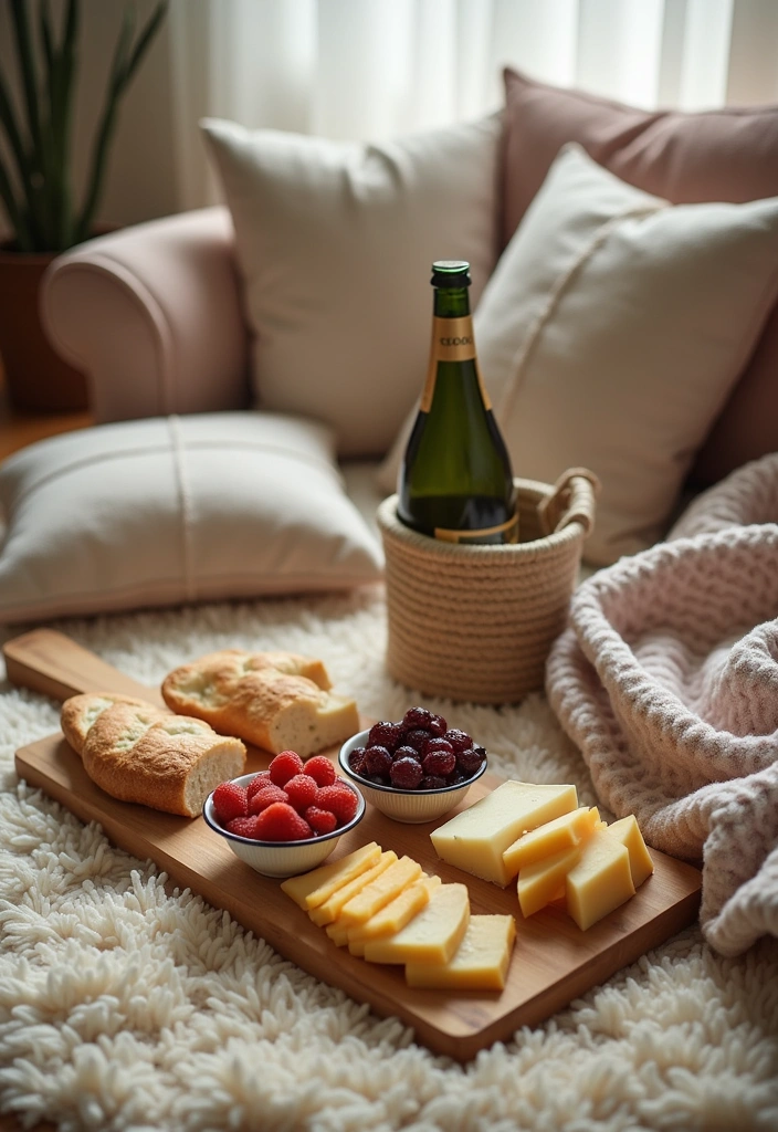 26 Romantic Dinner Ideas for Two That Will Ignite the Spark! - 4. Cozy Indoor Picnic