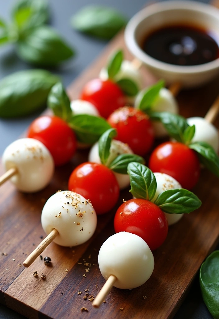 27 Delicious Simple Appetizers Finger Foods for a House Party (Your Guests Will Rave About #15!) - 1. Mini Caprese Skewers