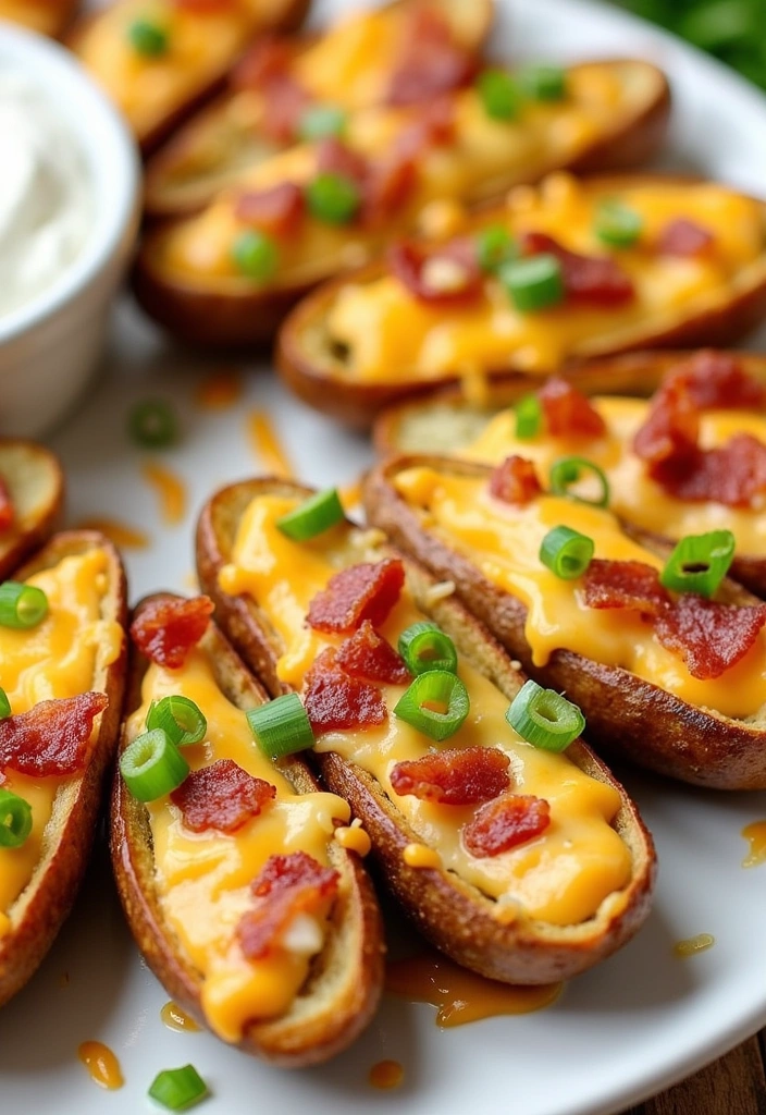 27 Delicious Simple Appetizers Finger Foods for a House Party (Your Guests Will Rave About #15!) - 13. Loaded Potato Skins