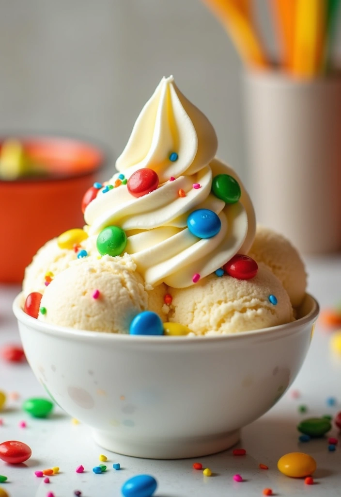 27 Irresistible Ninja Creami M&M Ice Cream Ideas That Will Blow Your Mind! - 1. Classic M&M Vanilla Swirl