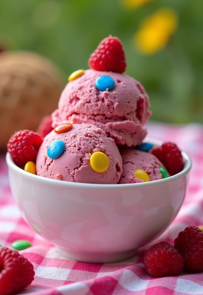 27 Irresistible Ninja Creami M&M Ice Cream Ideas That Will Blow Your Mind! - 14. Raspberry M&M Marble