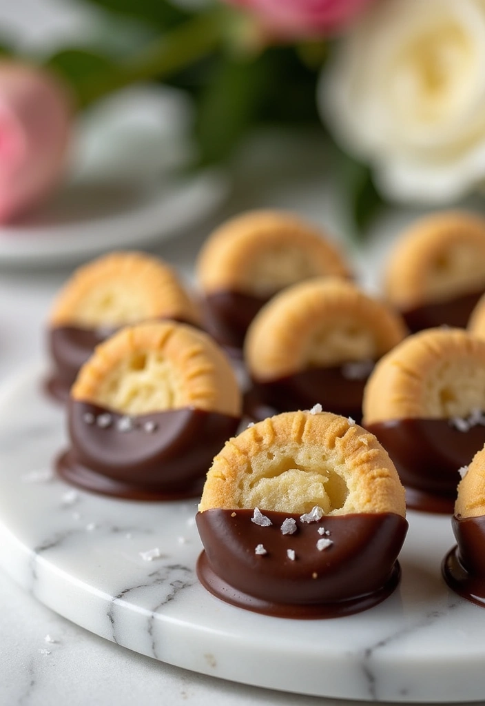 27 Irresistible Three Ingredient Mini Butter Cookies That Will Melt in Your Mouth! - 15. Chocolate Dipped Mini Butter Cookies