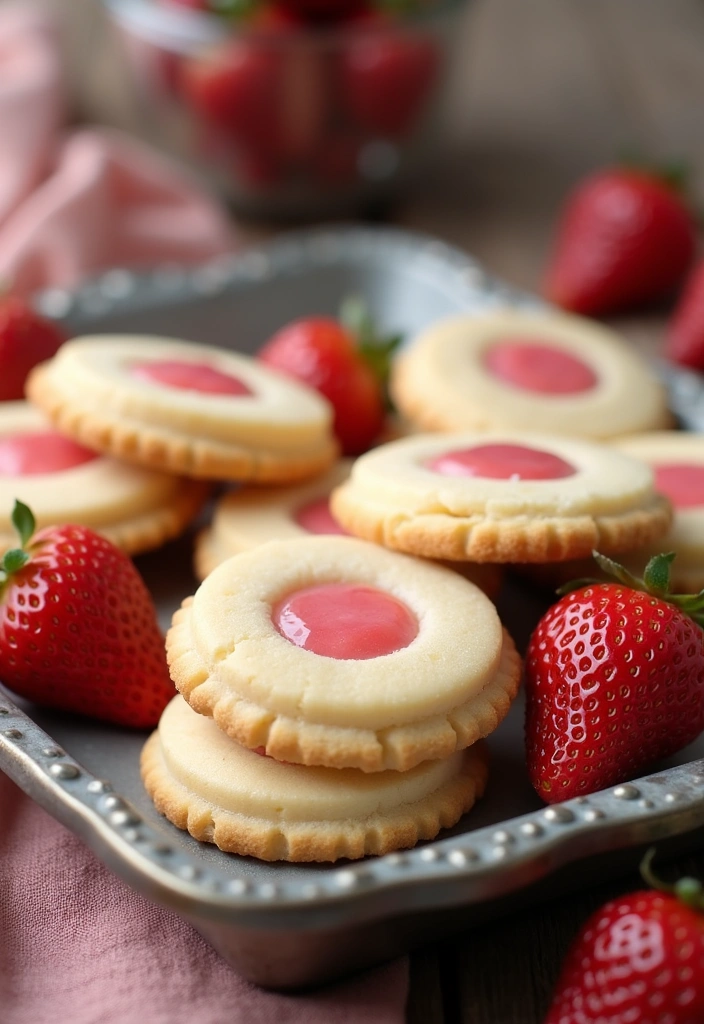 27 Irresistible Three Ingredient Mini Butter Cookies That Will Melt in Your Mouth! - 9. Strawberry Jam Mini Butter Cookies