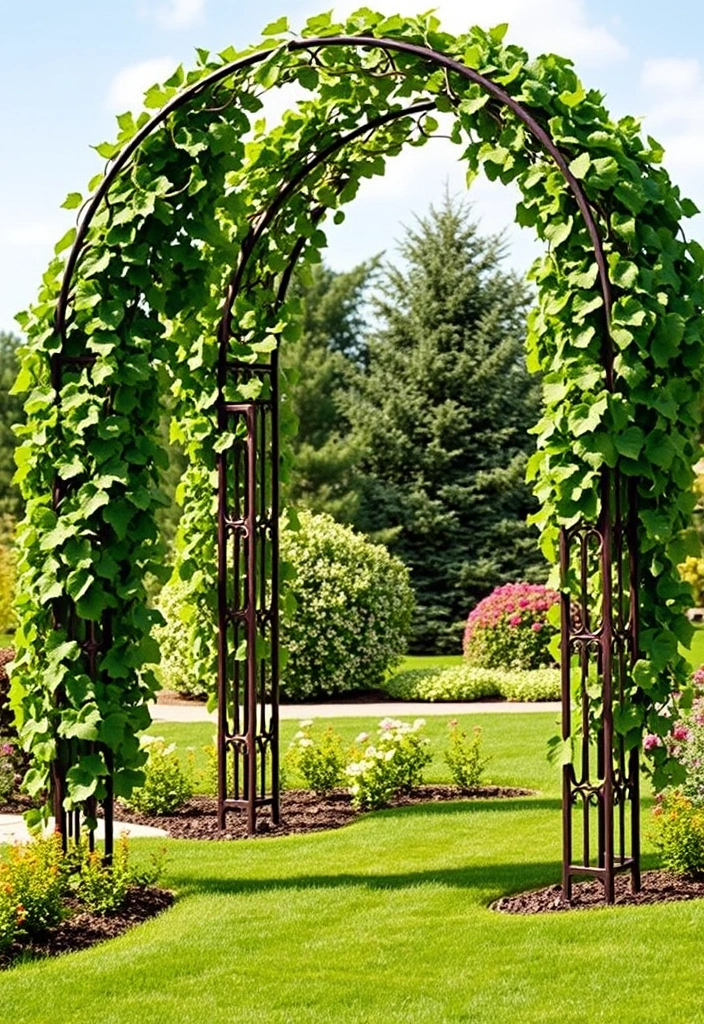 20 Grape Vine Trellis Ideas That Will Make Your Garden Stand Out! - 2. Elegant Metal Arch Trellis