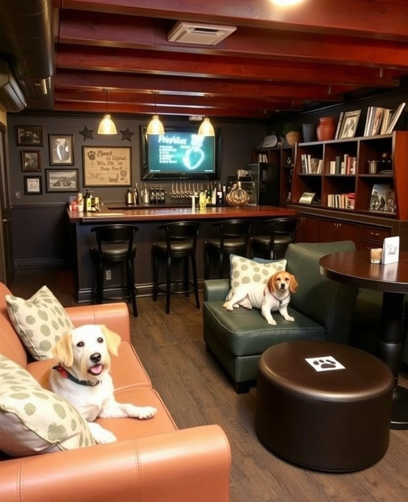 24 Basement Bar Ideas That'll Make You Want to Host Every Weekend! - 24. Pet-Friendly Bar