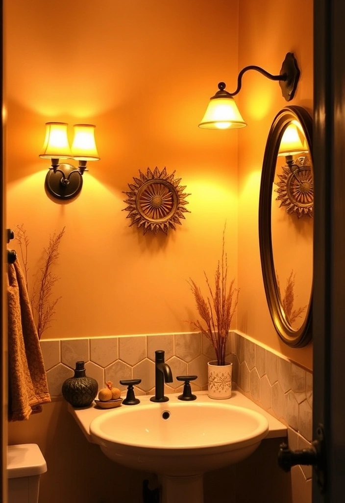 27 Fall Bathroom Decorating Ideas That Will Transform Your Space Into a Cozy Retreat! - 15. Cozy Lighting Fixtures