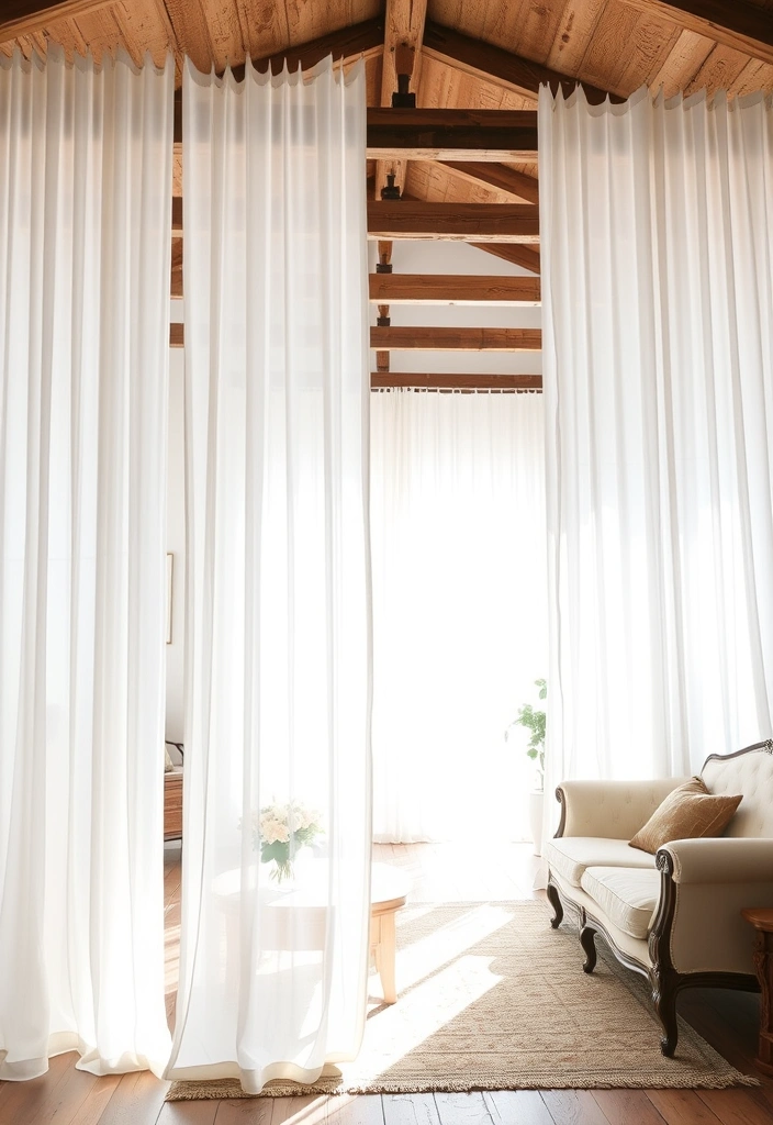 22 Farmhouse Curtain Ideas That Will Transform Your Space (You Won't Believe #15!) - 1. Classic White Sheer Curtains