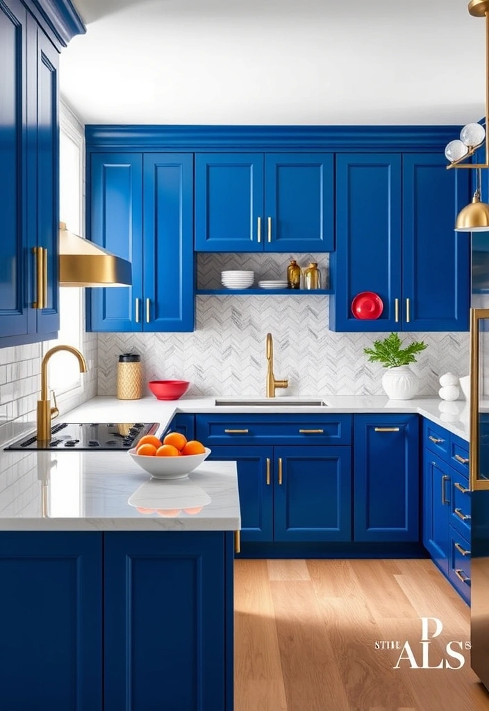 25 Painted Kitchen Cabinet Color Ideas That Will Transform Your Space! - 19. Dynamic Cobalt Blue