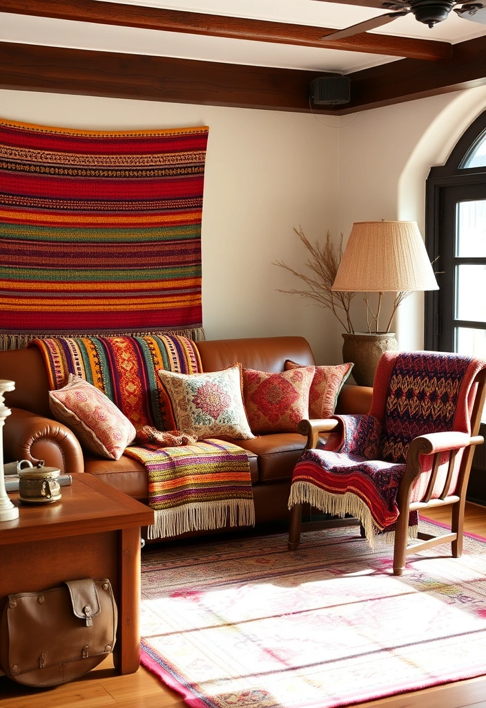 28 Stunning Southwestern Living Room Ideas That'll Make You Want to Redecorate! - 4. Vibrant Textiles